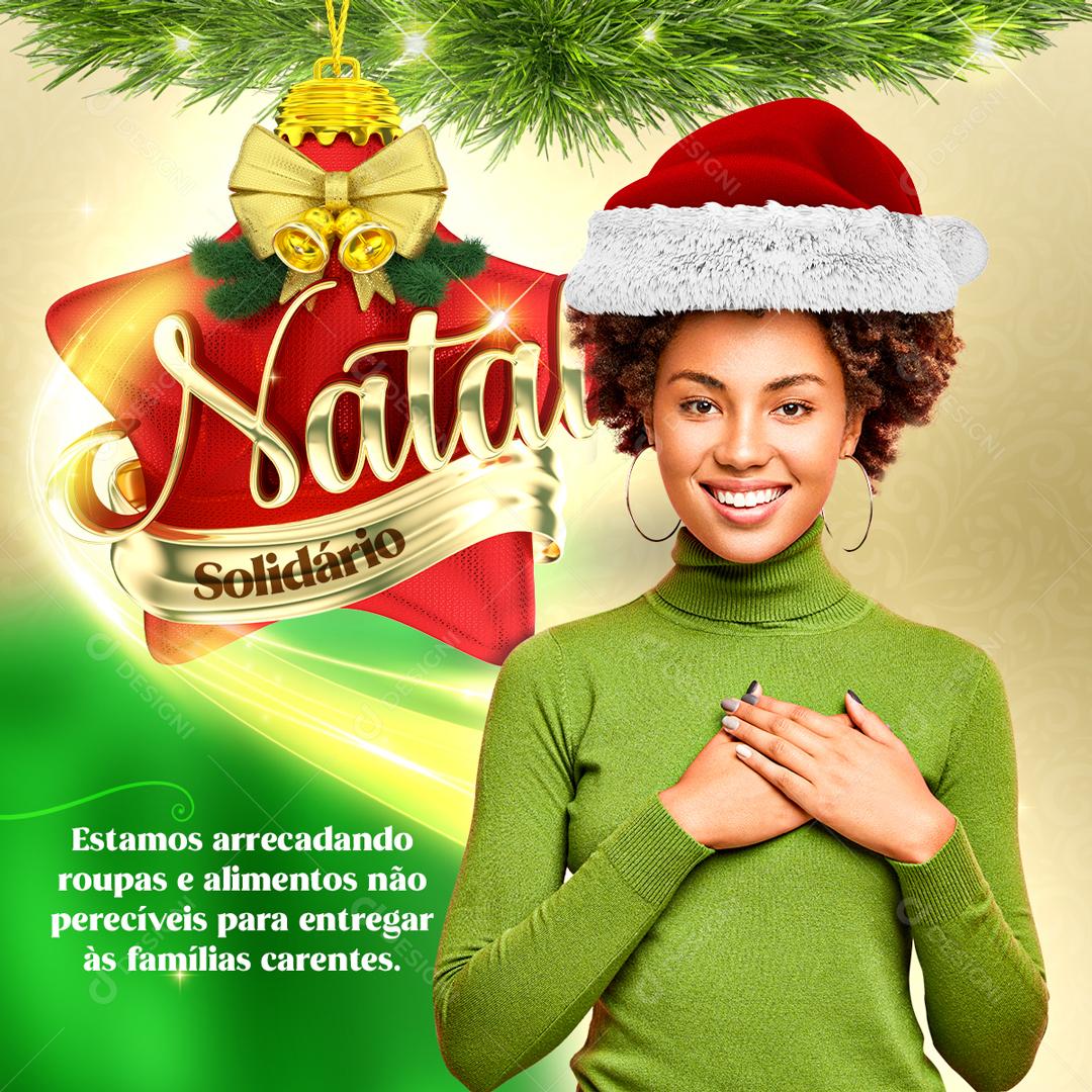 Natal Solidário Estamos Arrecadando Roupas Social Media PSD Editável