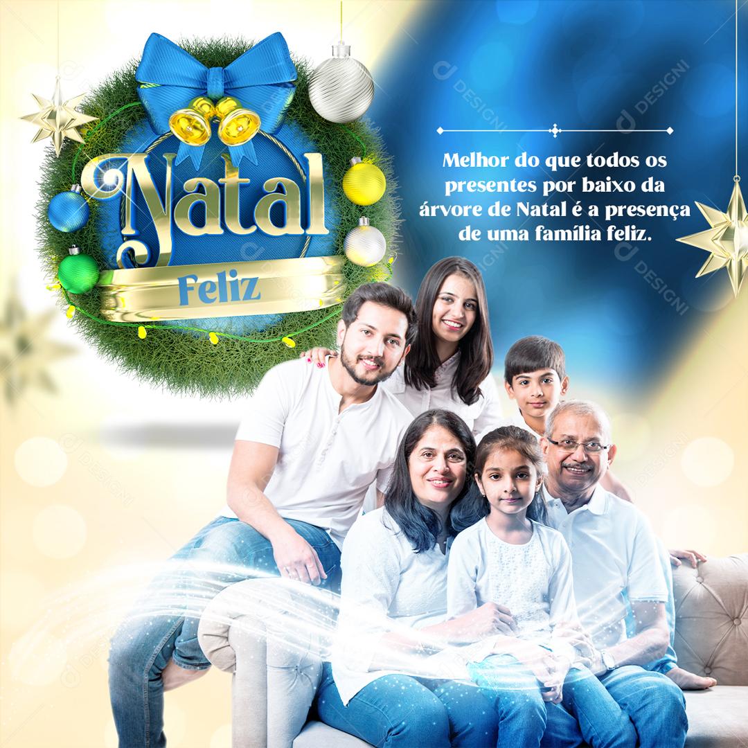 Feliz Natal Com Selo 3D Para Composição PSD Editável