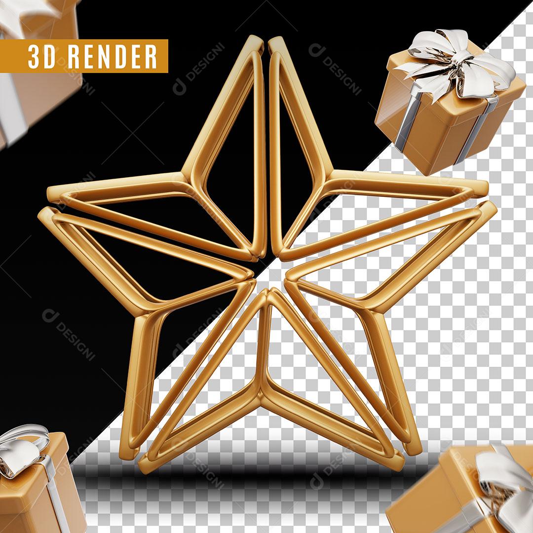 Estrela Dourada Elemento 3D Para Composição PSD