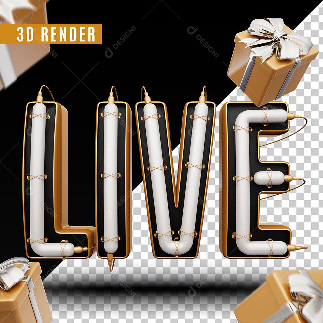Texto 3D Neon Live Presentes Para Composição PSD Editavel
