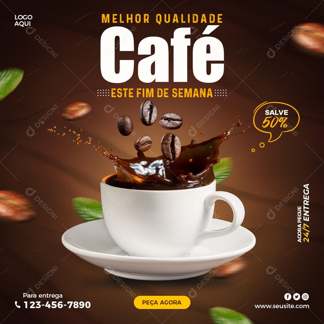 Social Media Café Melhor Qualidade Este Fim De Semana 50% PSD Editável