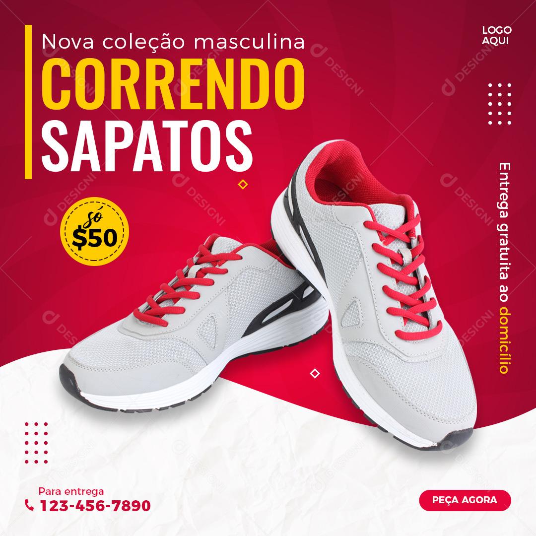 Lojas Correndo Sapatos Moda Social Media PSD Editável