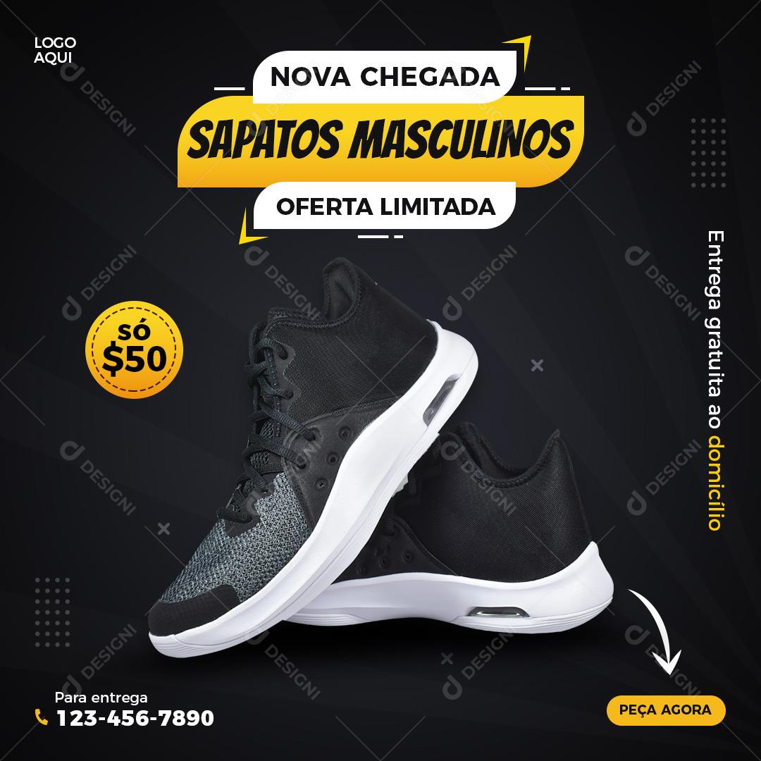 Lojas Nova Chegada Sapatos Masculinos Oferta Limitada Moda Social Media PSD Editável