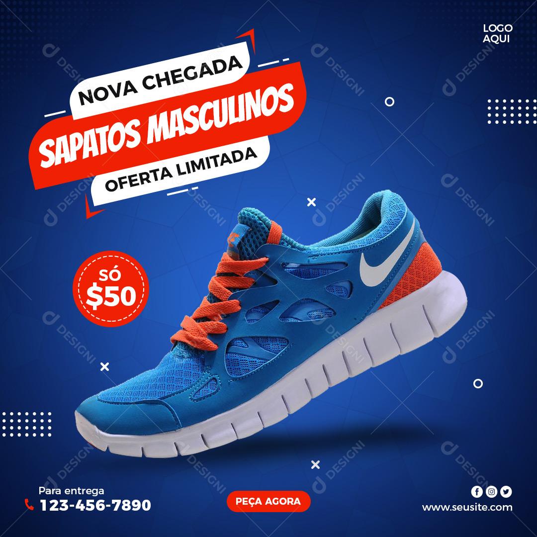 Lojas Especial Sapatos Masculinos Ofertas Limitadas Modas Social Media PSD Editável