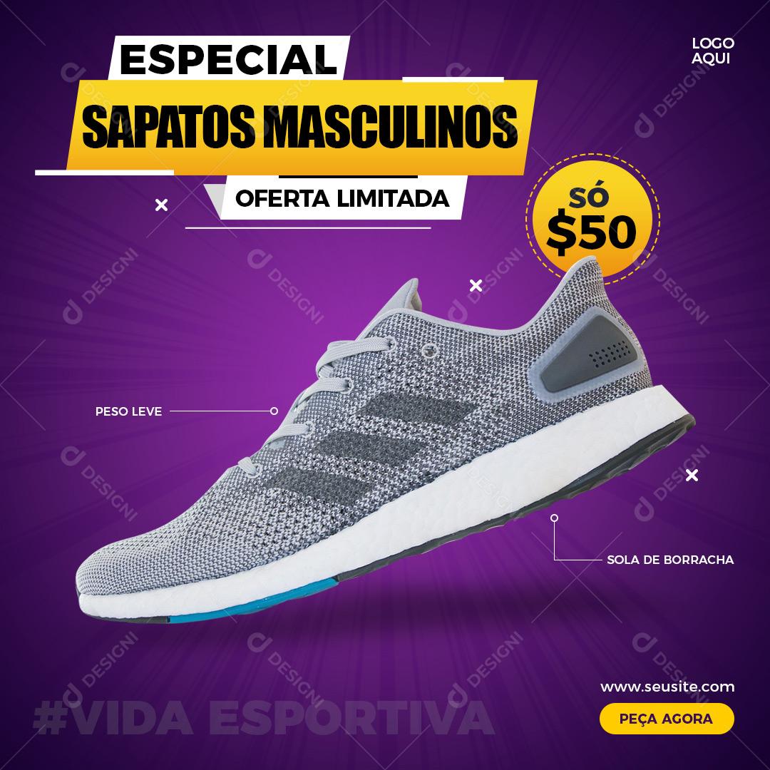 Lojas Especial Sapatos Masculinos Ofertas Limitada Moda Social Media PSD Editável