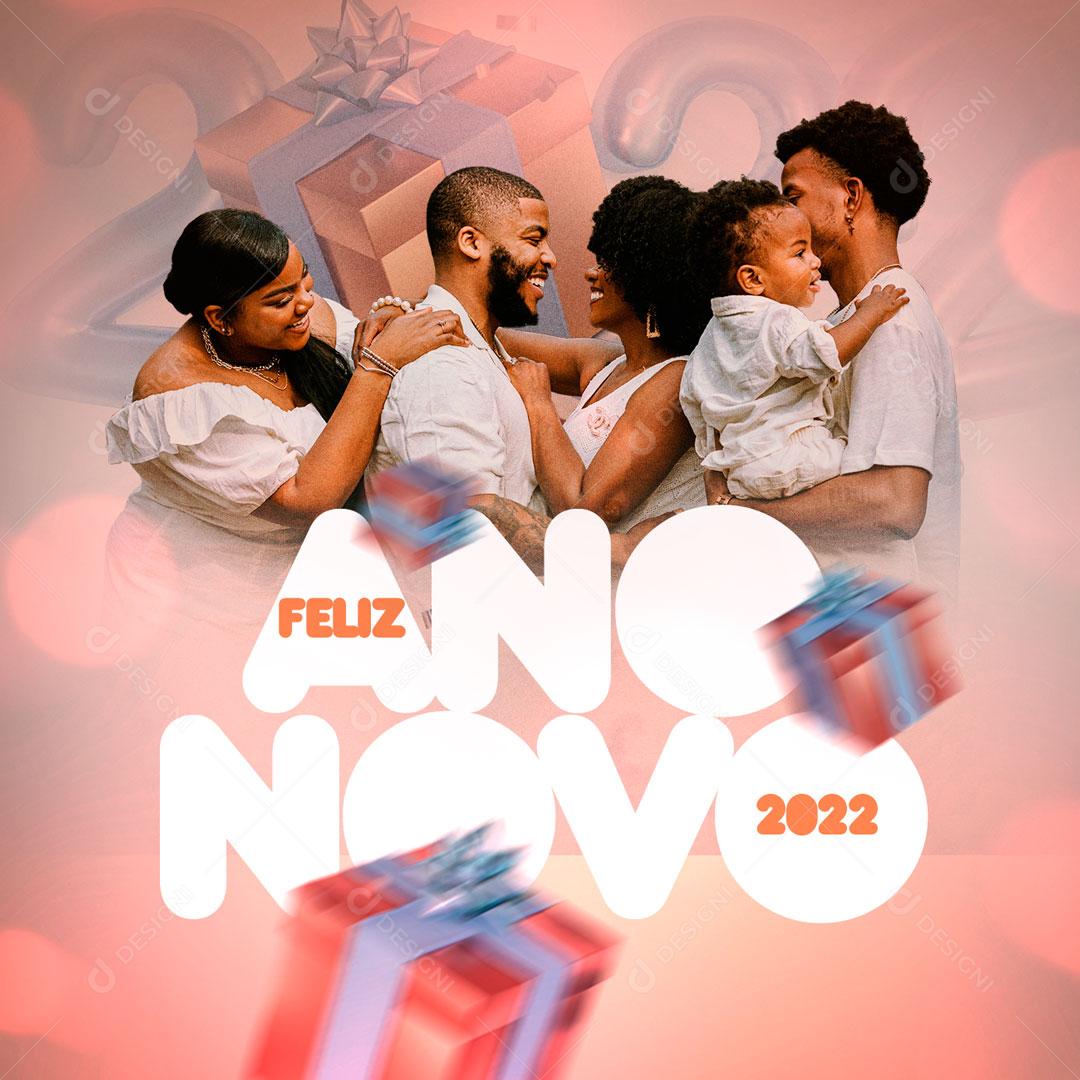 Template Social Media Feliz Ano Novo 2022 Família PSD Editável