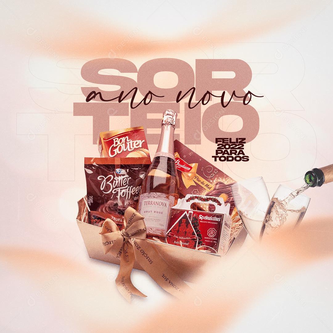 Post Ano Novo Sorteio Social Media PSD Editável