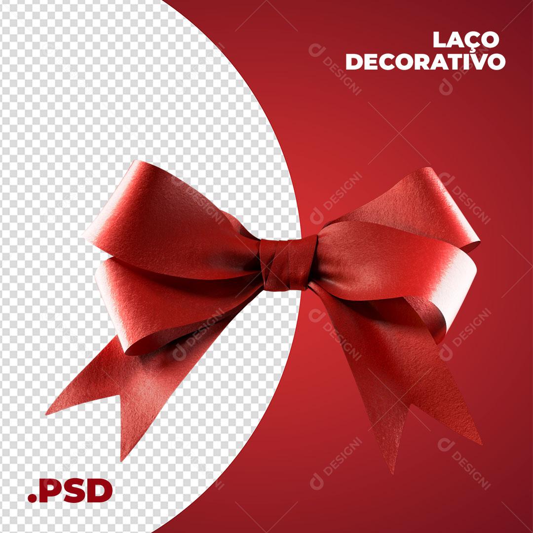 Laço Vermelho Decorativa Elemento 3D Para Composição PSD