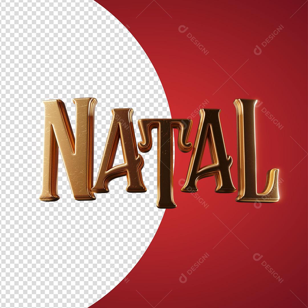 Natal Texto 3D Dourado Para Composição PSD