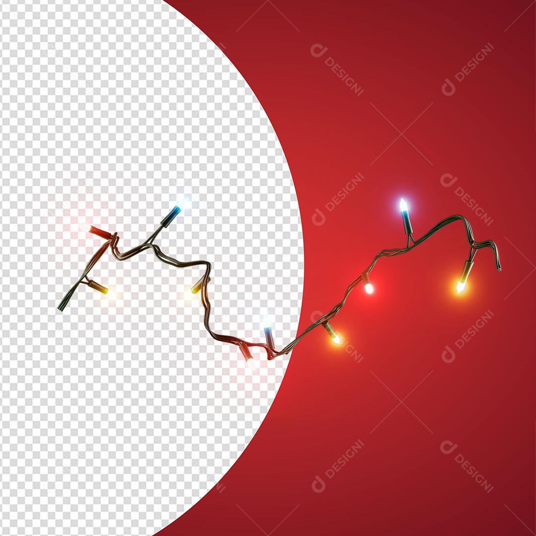 Elemento 3D Decorativo Luzes Natalina Para Composição PSD