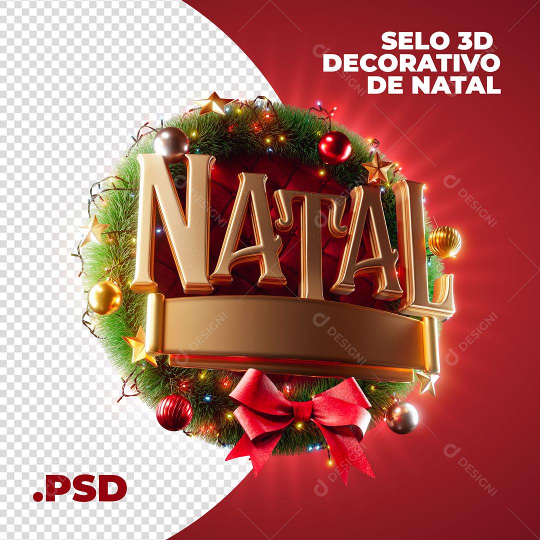 Natal Selo 3D Decorativa Elemento Natalino Para Composição PSD