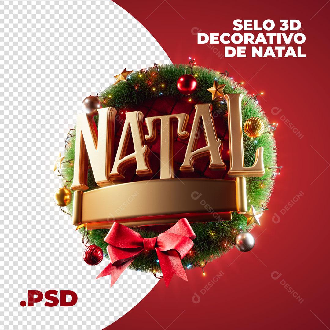 Natal Selo 3D Decorativa Elemento Natalino Para Composição PSD