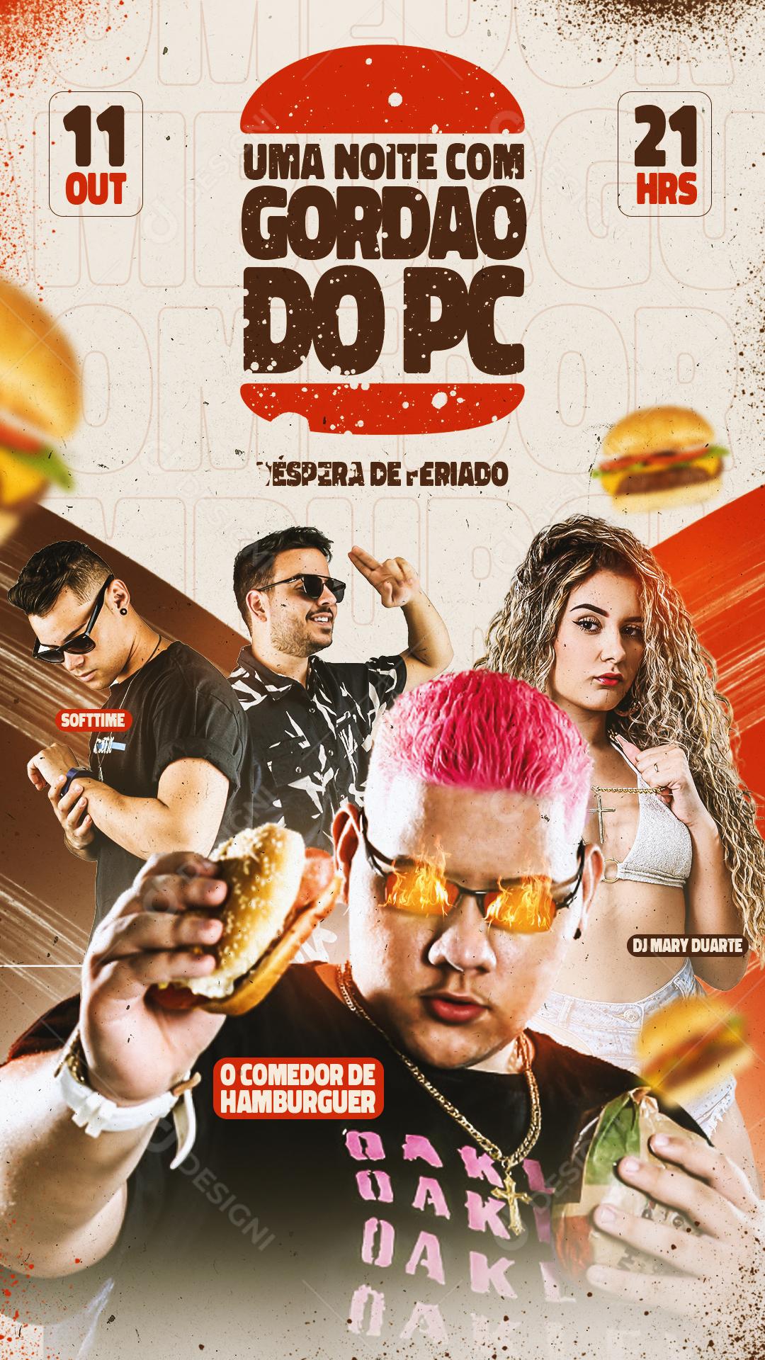 Feed Flyer Uma Noite Com Gordão Do PC Social Media PSD Editável