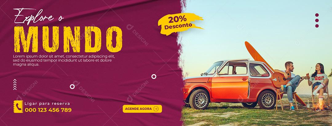 Banner Viagens Explora O Mundo Social Media PSD Editável
