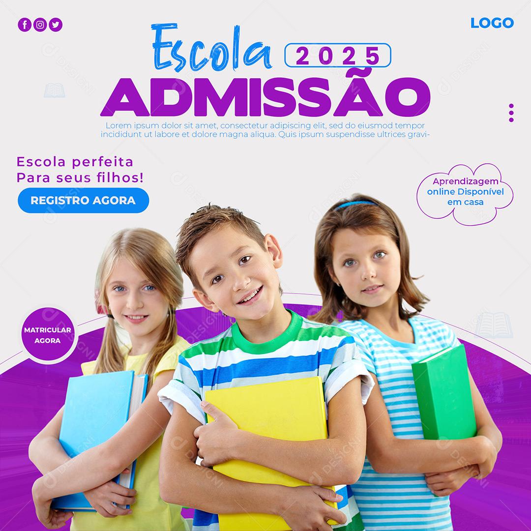 Volta Ás Aulas 2025 Escola Admissão  Social Media PSD Editável