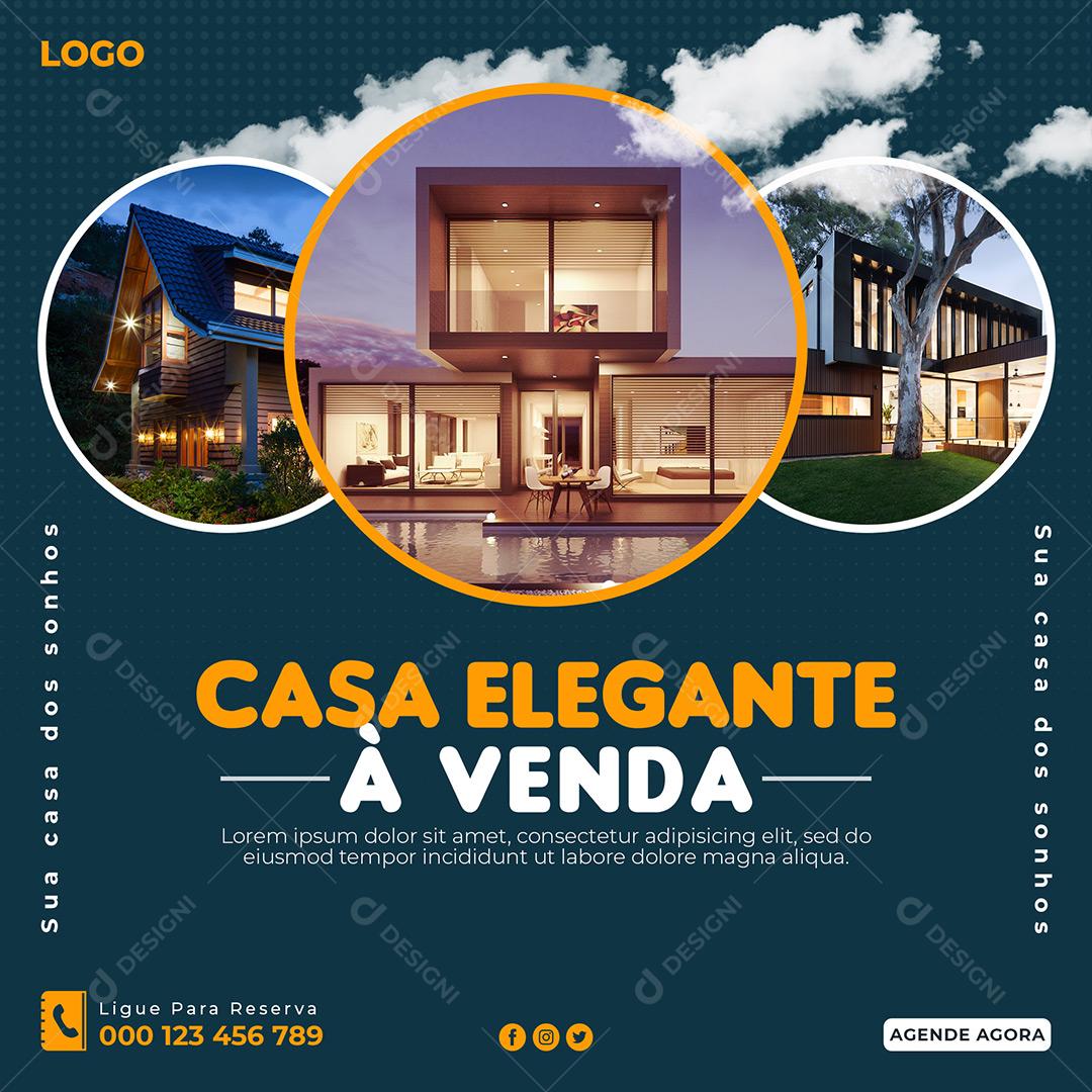 Imobiliária Casa Elegante Á Venda Social Media Imóvel PSD Editável