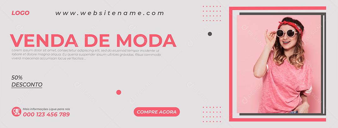 Social Media Banner Venda De Moda 50% Desconto Lojas PSD Editável