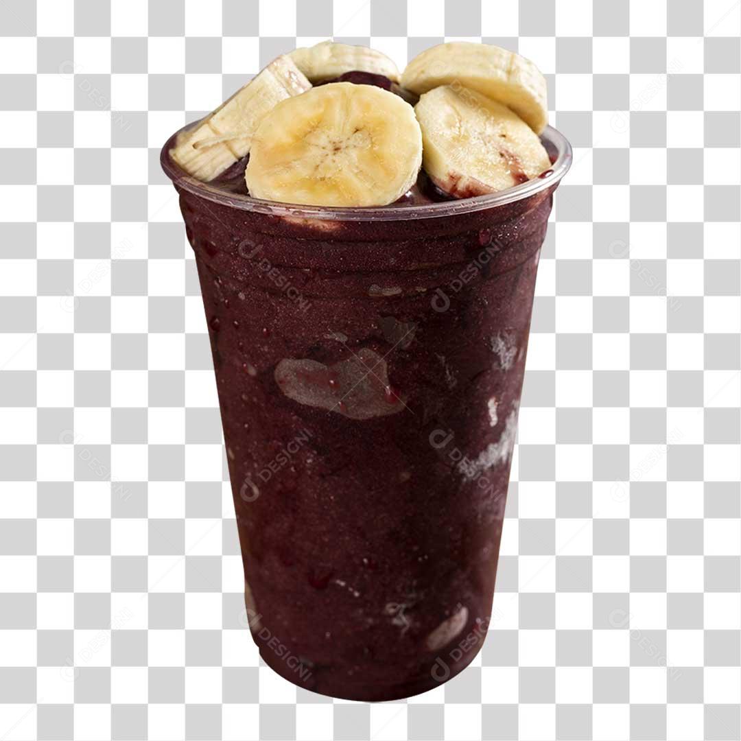 Copo de Sorvete Açaí Banana PNG Transparente