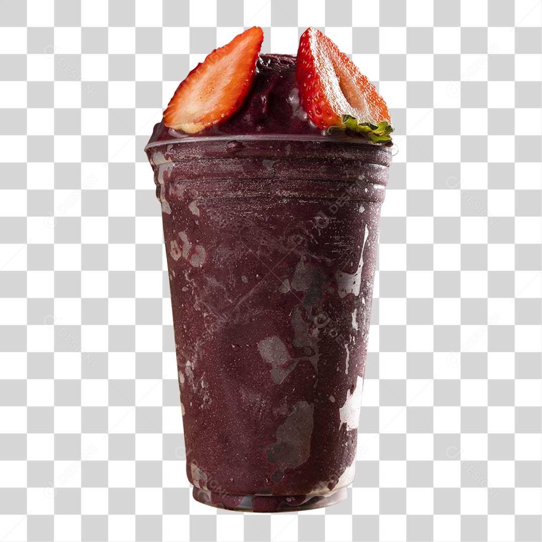 Copo Açaí Morango PNG Transparente