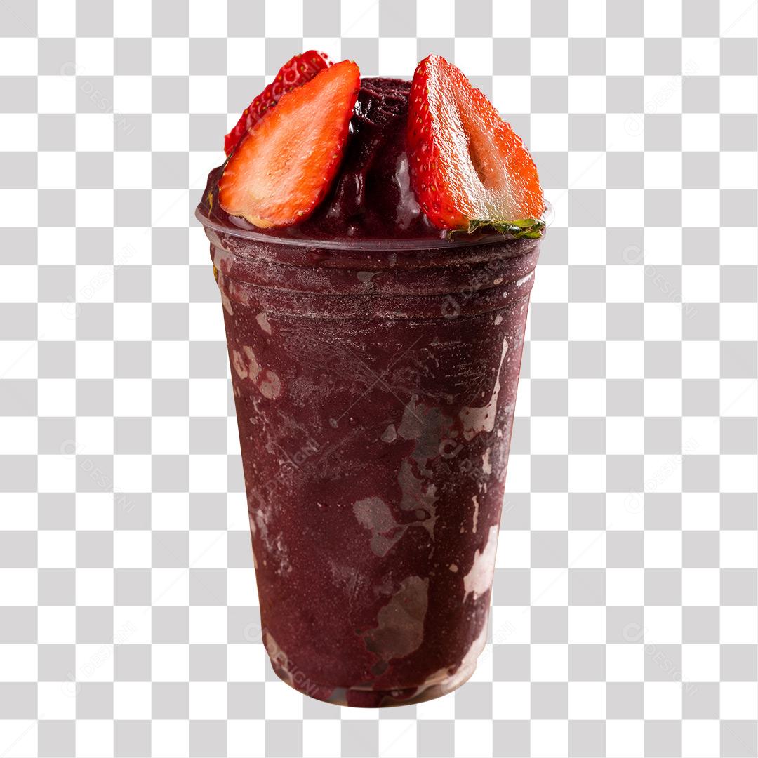 Copo De Sorvete De Açaí Com Morango PNG Sem Fundo