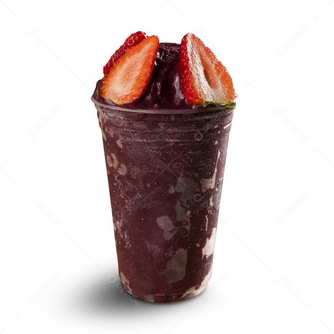 Copo de Açaí Sabor Variado Branco Morango Gelado Imagem JPG