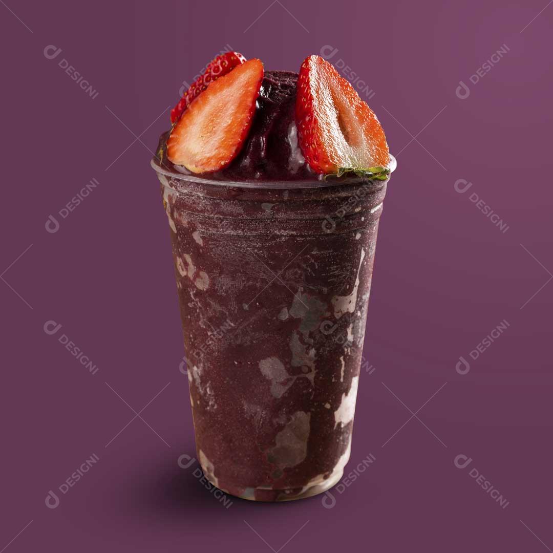 Copo de Açaí Sabor Variado Roxo Morango Gelado Imagem JPG