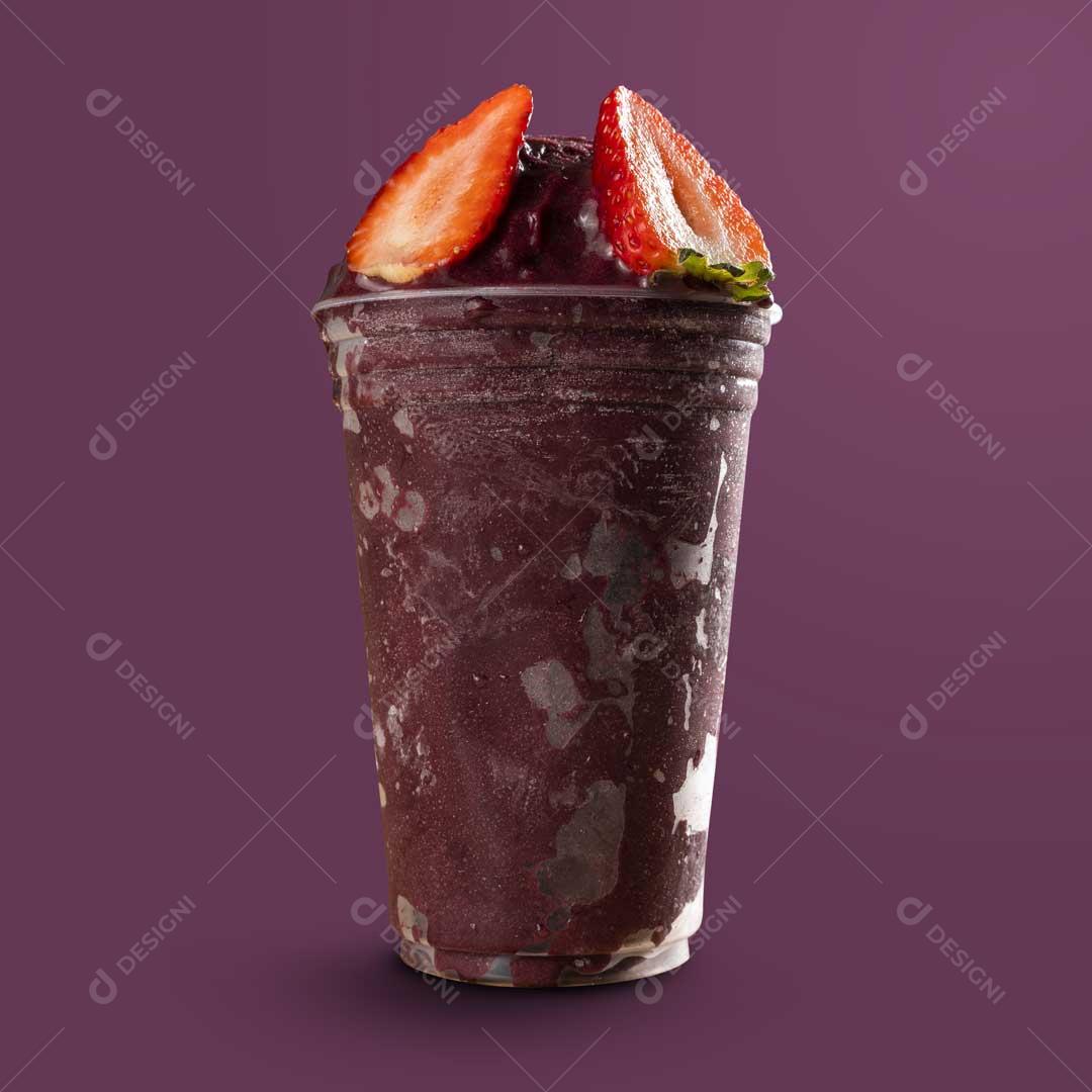 Copo de Açaí Sabor Variado Roxo Morango Gelado Imagem JPG