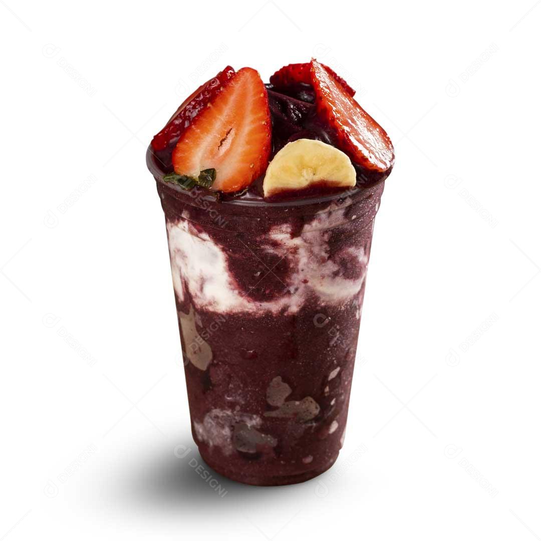 Copo de Açaí Sabor Variado Gelado Morango Imagem JPG