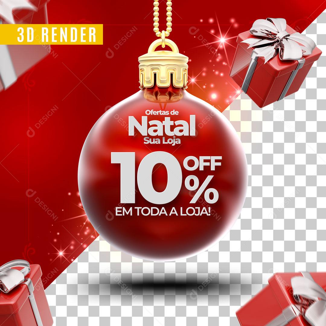 Selo 3D Para Composição Bola De Natal Presentes Social Media PSD Editável