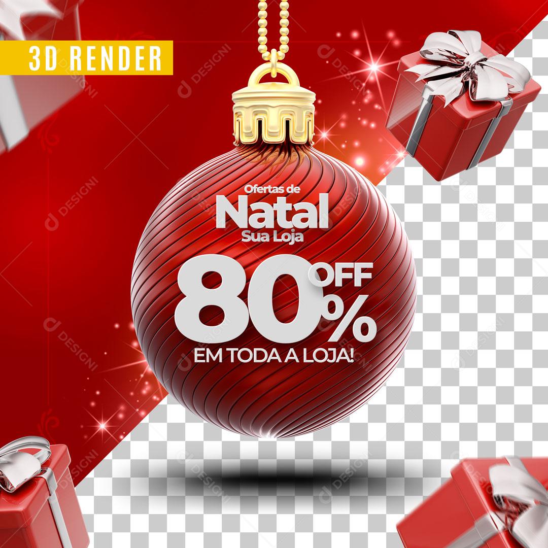 Selo 3D Para Composição Bola De Natal Presentes Social Media PSD Editável