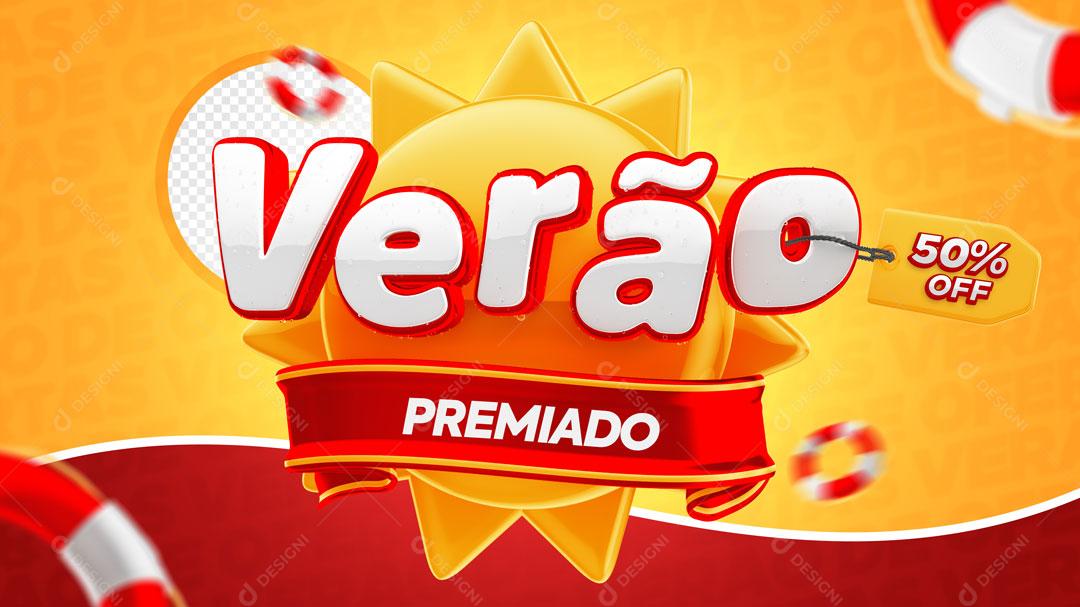 Selo 3D Verão Premiado Texto Editável Para Composição PSD Editável