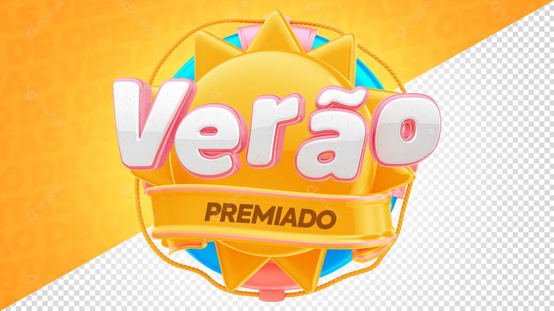 Verão Premiado Selo 3D Para Composição PSD