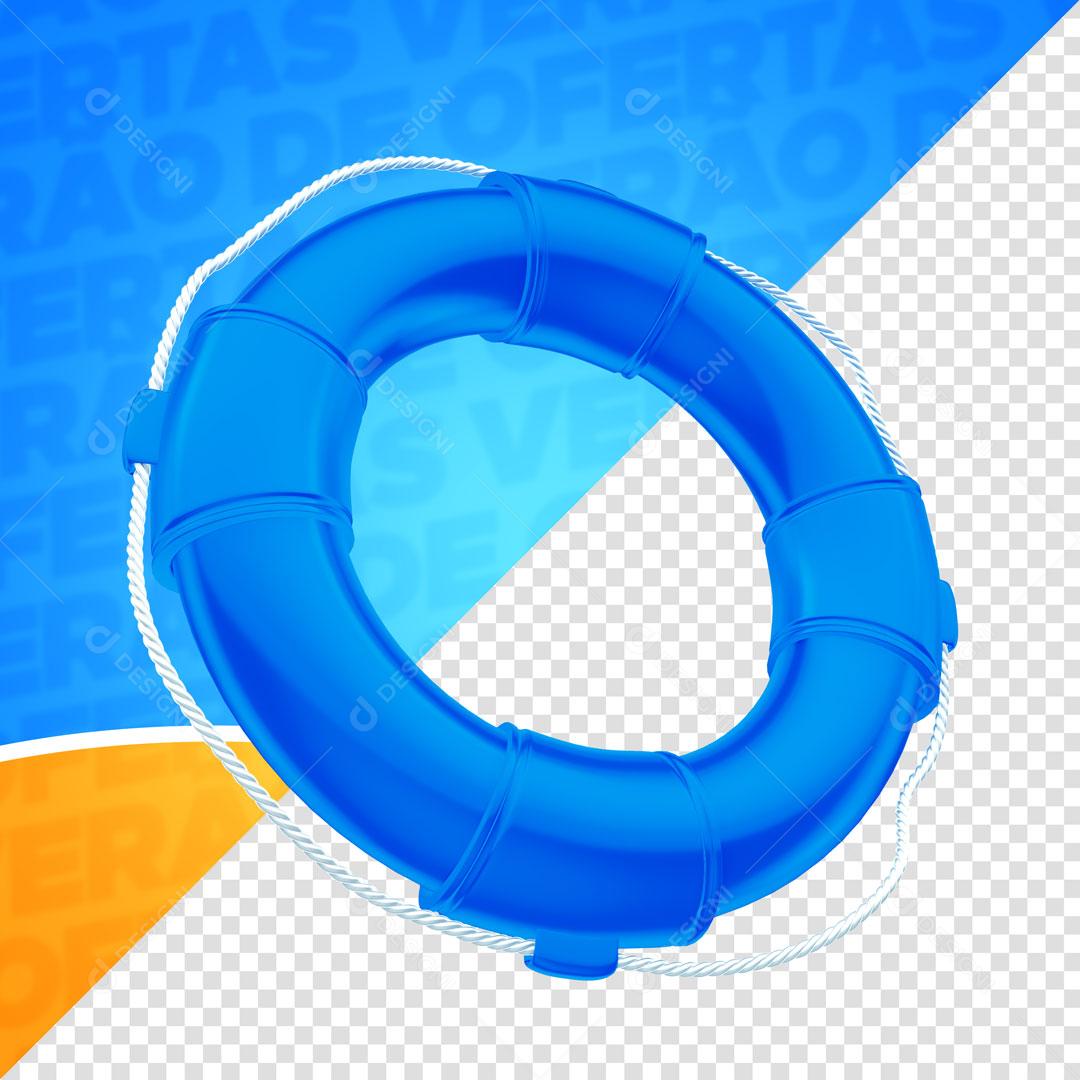 Elemento 3D Boia Salva Vida Praia Azul PSD