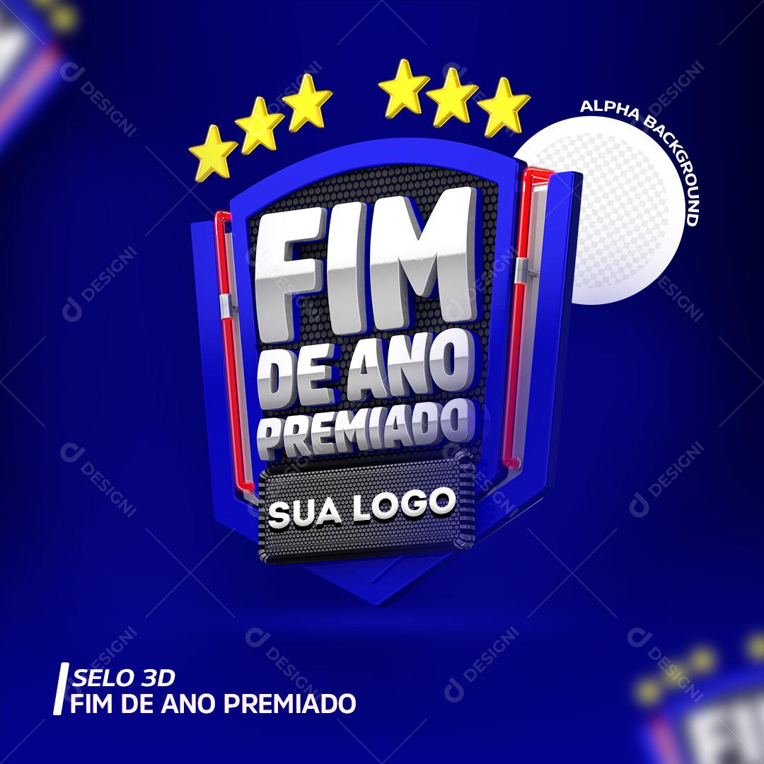 Selo 3D Amostra Fim De Ano Premiado Para Composição PSD Editável