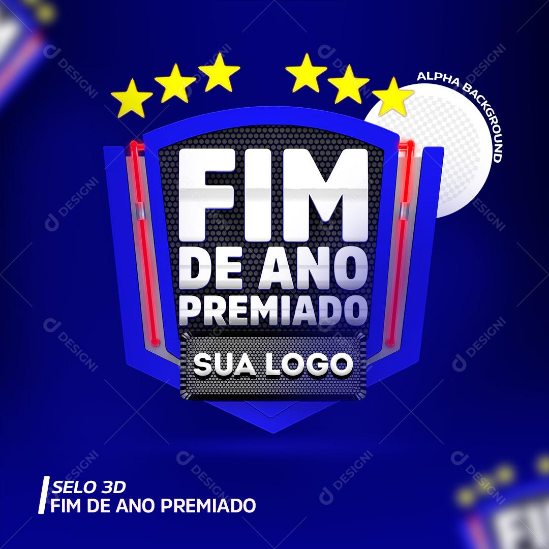 Selo 3D Fim De Ano Premiado  Para Composição PSD Editável