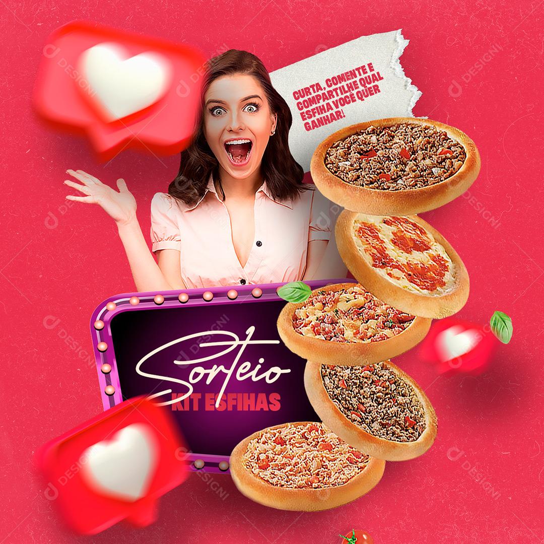 Lanchonete Sorteio Kit Esfiha Social Media PSD Editável