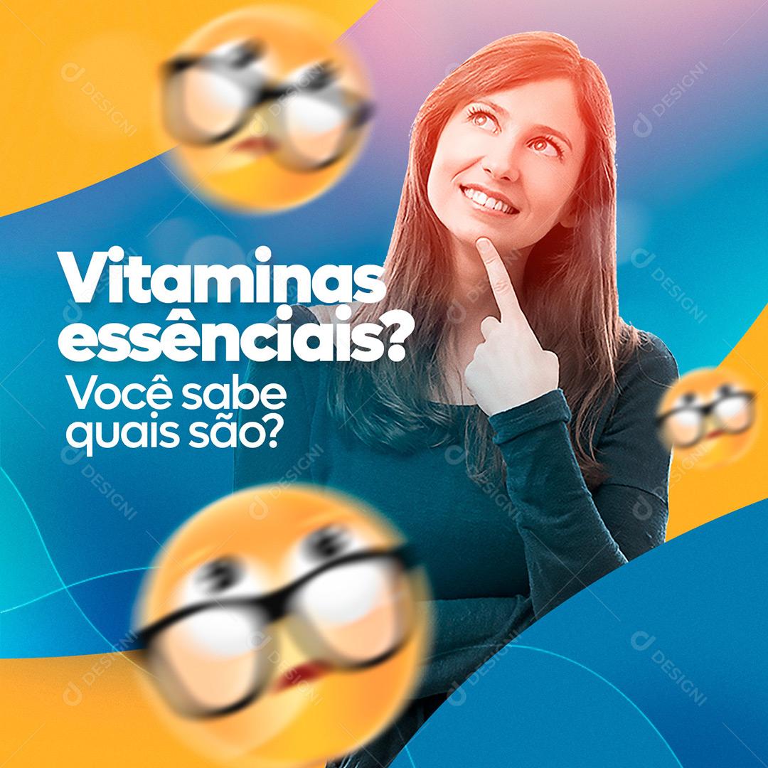 Farmácias Vitaminas Essênciais Social Media PSD Editável