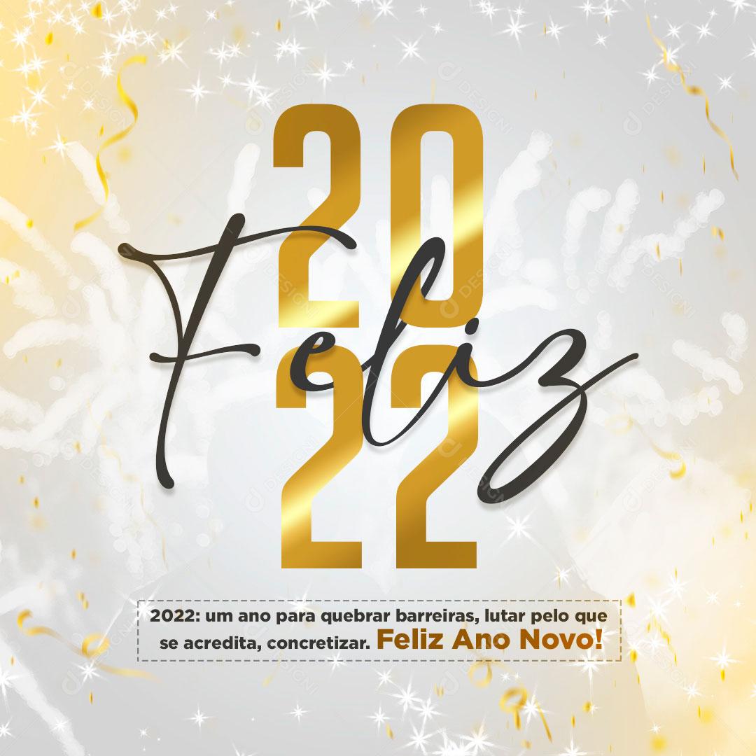 Social Media Feliz 2022 Ano Novo Frase PSD Editável