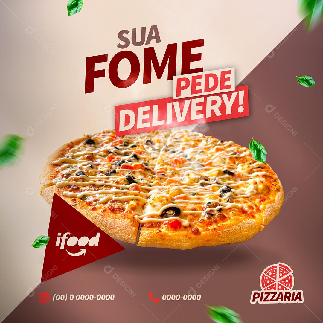 Post Pizzeria Your Hunger Orders Delivery Social Media Editable PSD