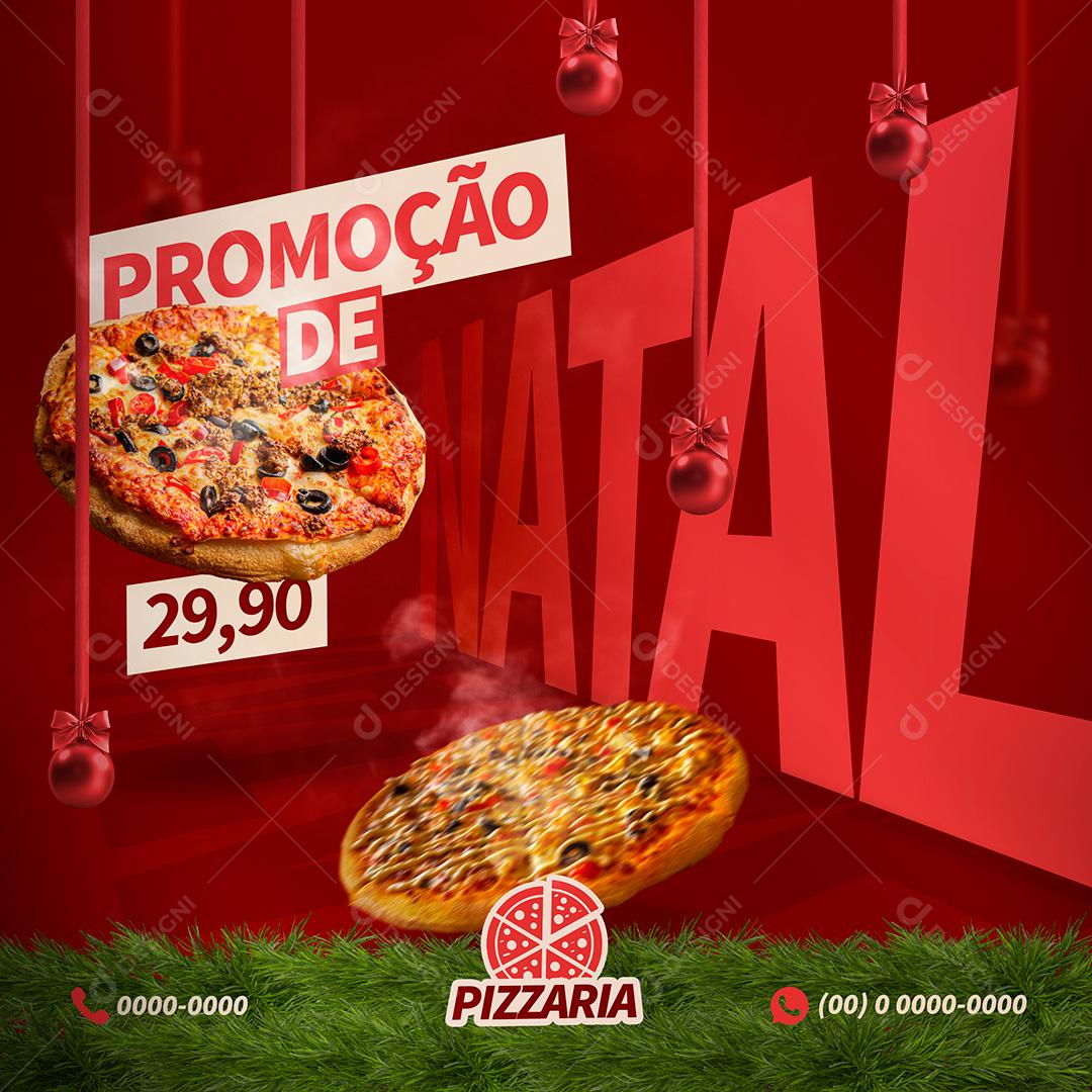 Post Pizzaria Promoção De Natal Social Media PSD Editável