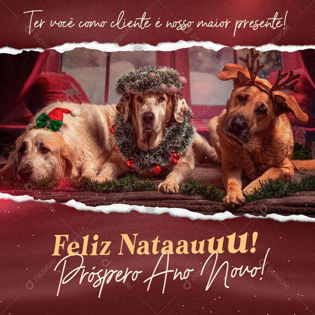 Feliz Natauu Boas Festas Agende Seus Banhos Antecipados Para o Seu Pet Social Media PSD Editável