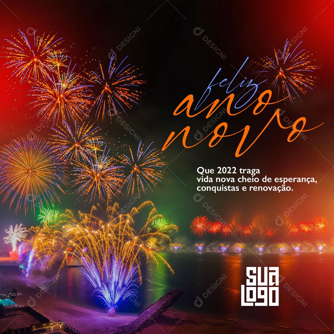 Feliz Ano Novo Que 2022 Traga Vida nova Cheia De Esperança Social Media PSD Editável