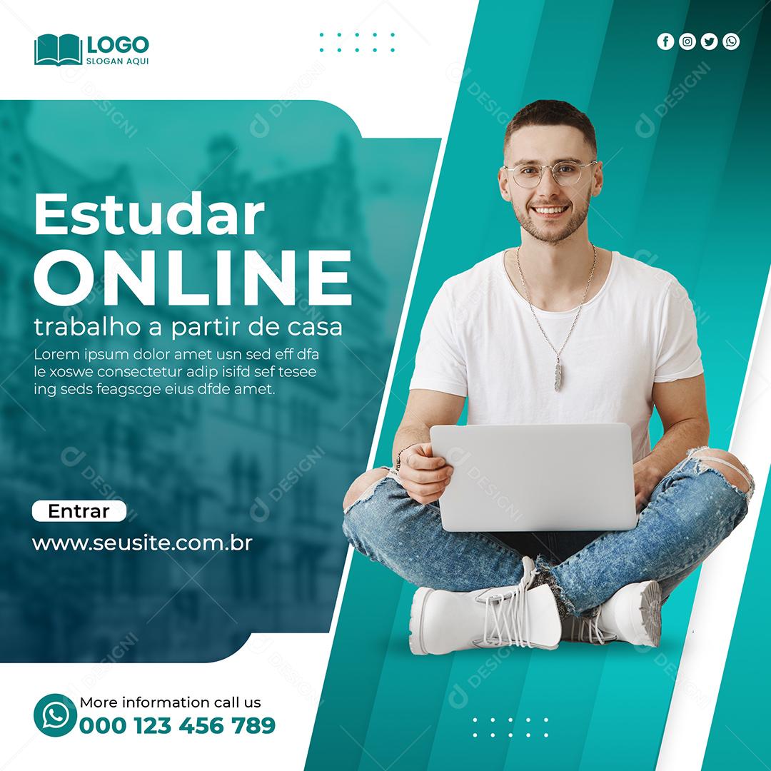 Volta Ás Aulas Estudar Online Social Media PSD Editável