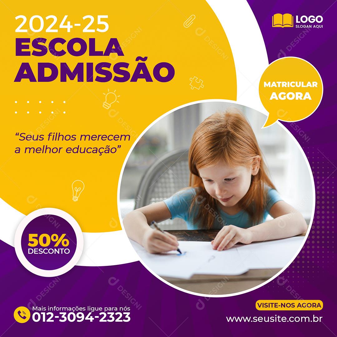 Volta Ás Aulas 2024-25 Escola Admissão Social Media PSD Editável