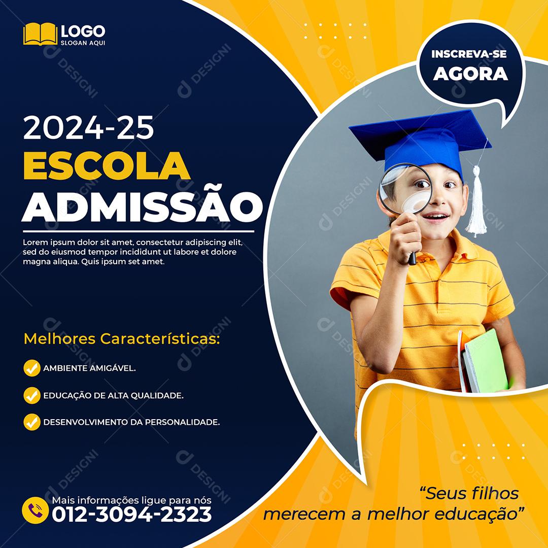 Volta Ás Aulas Escola Admissão 2024-2025 Social Media PSD Editável