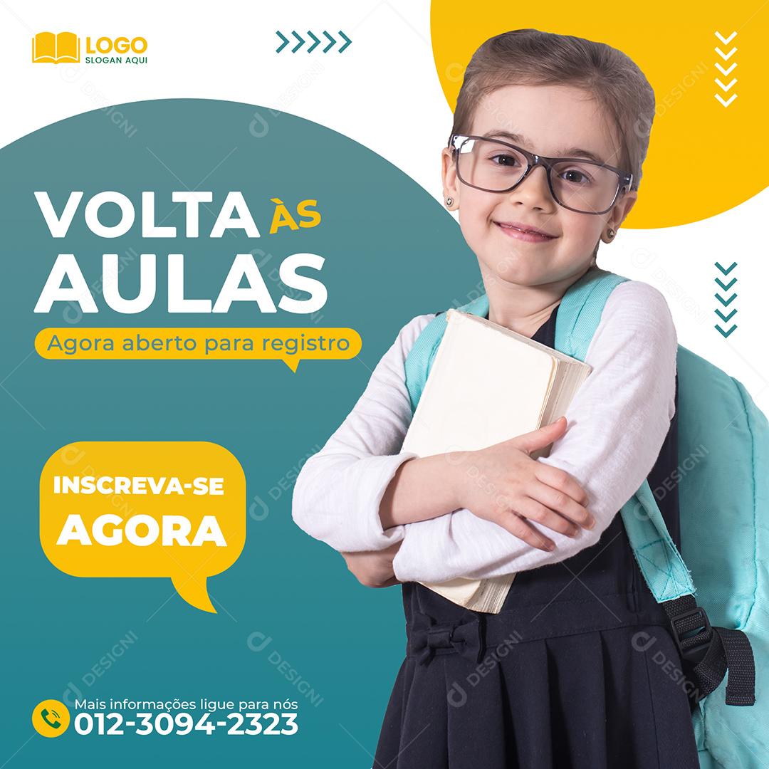 Volta Ás Aulas Inscreva-Se Agora Social Media PSD Editável