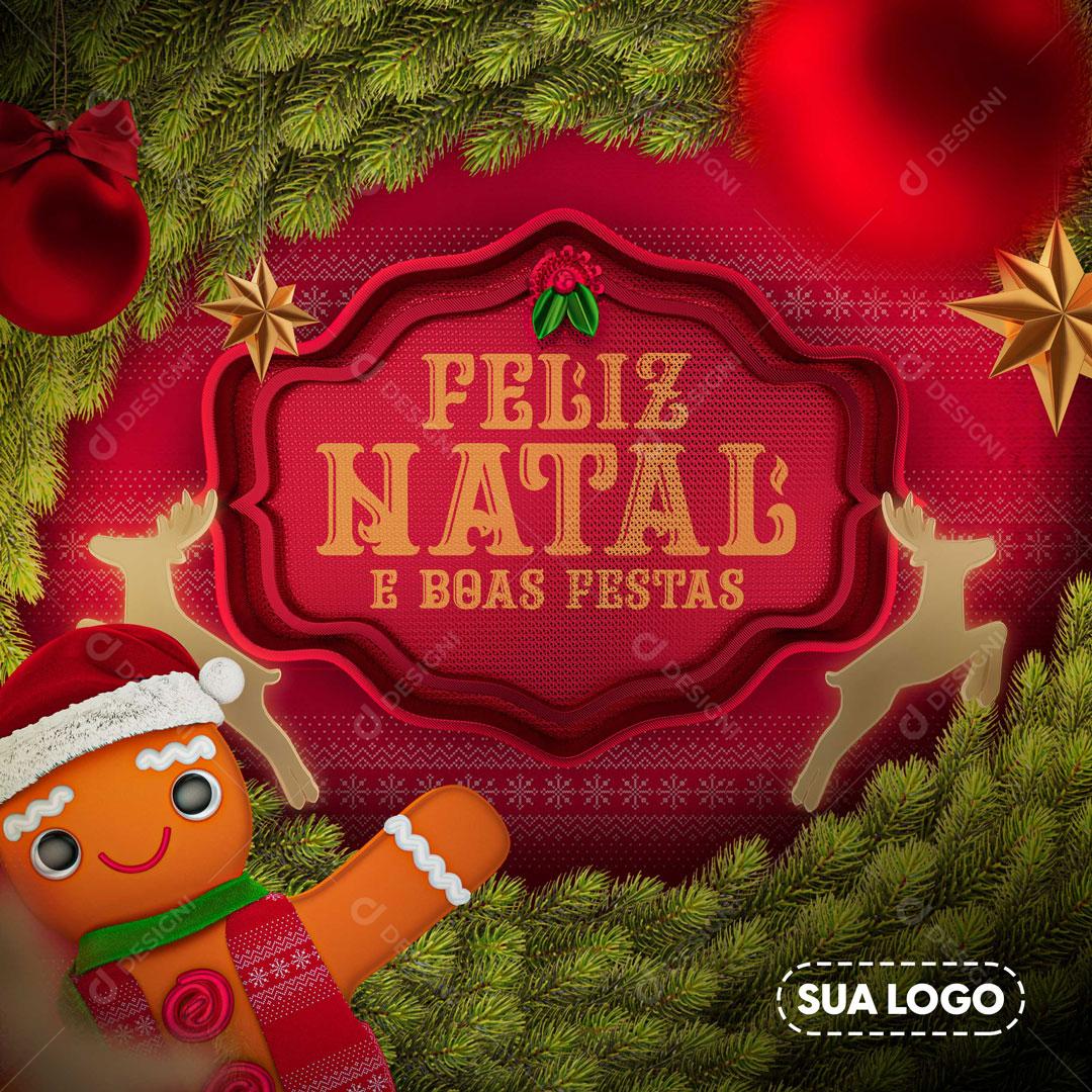 Feliz Natal E Boas Festas Social Media PSD Editável