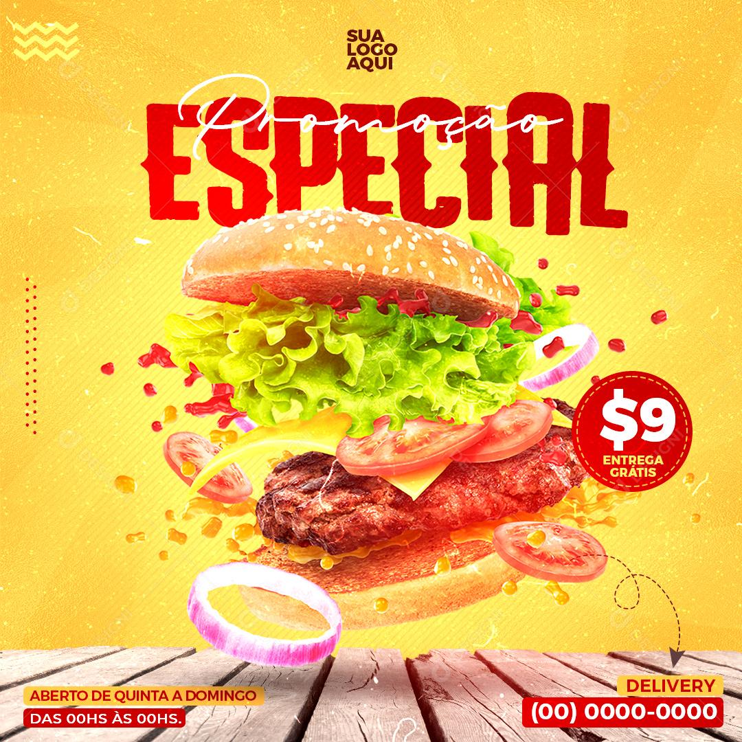 Hamburgueria Promoção Especial Social Media PSD Editável
