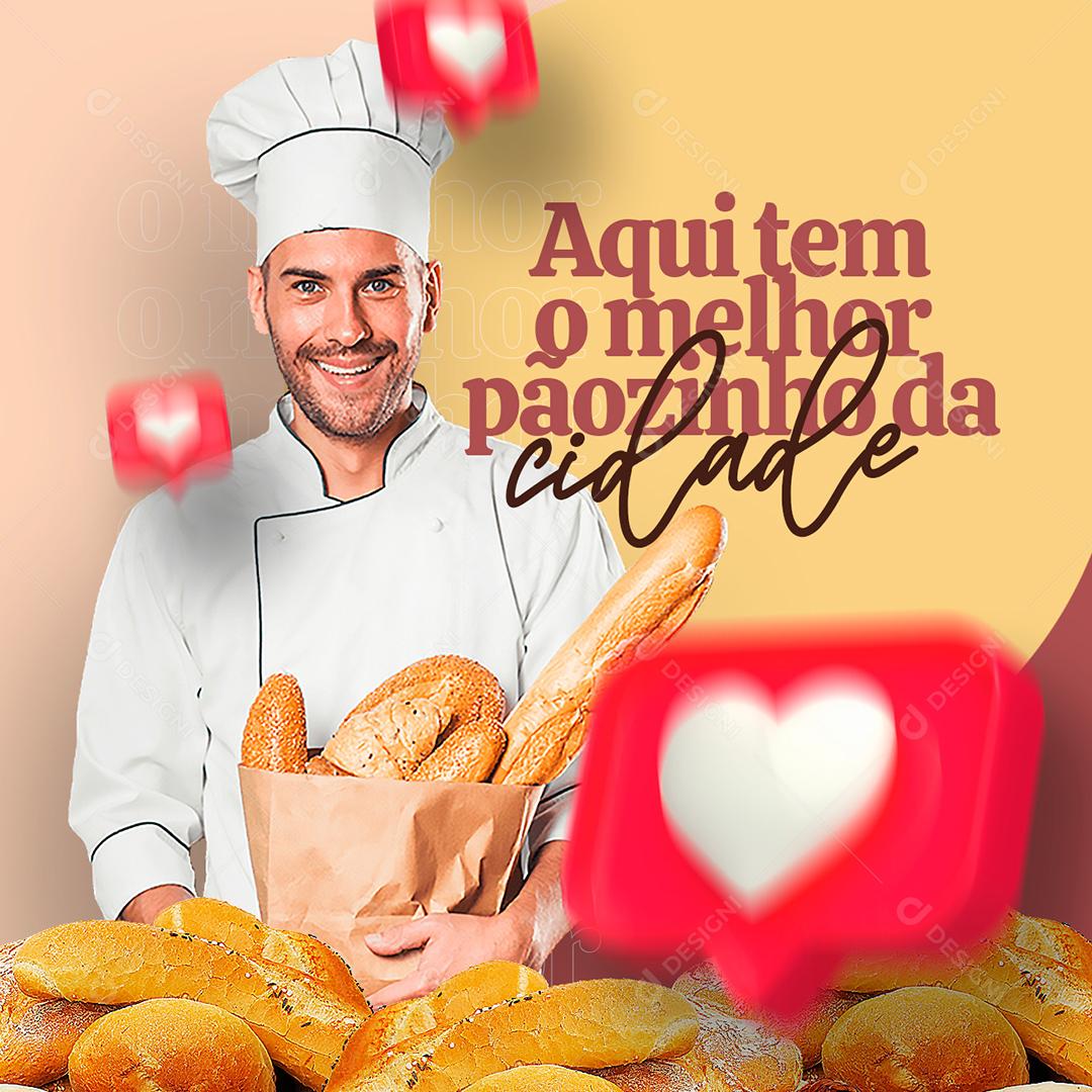 Panificadora Aqui Tem O Melhor Pãozinho Da Cidade Social Media PSD Editável