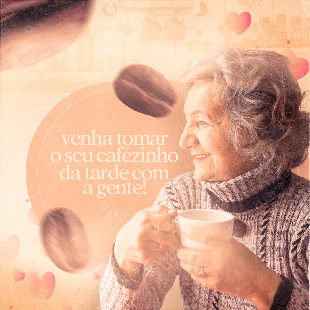 Cafeteria Venha Tomar O Seu Cafézinho Da Tarde Com A Gente Social Media PSD Editável